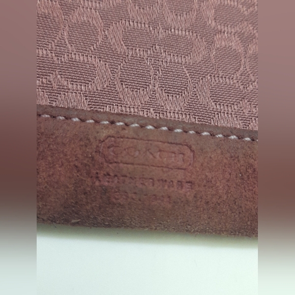 Coach Patterned Keychain Card Wallet In Plum - Picture 7 of 12